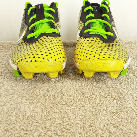 NIKE Baseball Cleats Youth size 6Y, Alpha Huarache Kids Shoes black yellow green - Picture 5 of 11